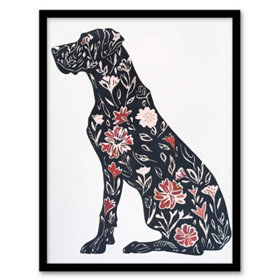 Artery8 Elegant Flower Pattern Great Dane Dog Lover Wall Art PrintA4 Size from B&Q