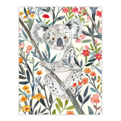 Artery8 Unframed Wall Art Happy Koala Bear On Blooming Tree Watercolour12X16 Inch from B&Q