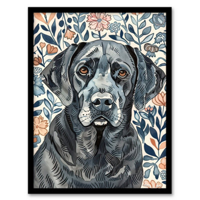 Artery8 Dog Lover Labrador Retriever Floral Watercolour Wall Art PrintA4 Size from B&Q