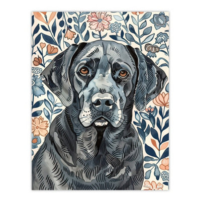 Artery8 Unframed Wall Art Dog Lover Labrador Retriever Floral Watercolour12X16 Inch from B&Q
