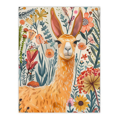 Artery8 Unframed Wall Art Lady Llama With Colourful Flowers Watercolour12X16 Inch from B&Q