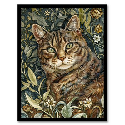 Artery8 Cat Lover Moggie Pet Hiding In Wildflower Field Wall Art PrintA4 Size from B&Q