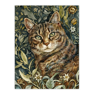 Artery8 Unframed Wall Art Cat Lover Moggie Pet Hiding In Wildflower Field12X16 Inch from B&Q
