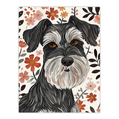 Artery8 Unframed Wall Art Miniature Schnauzer With Daisies Watercolour12X16 Inch from B&Q