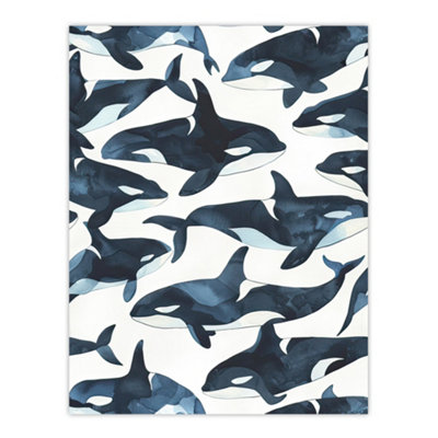 Artery8 Unframed Wall Art Orca Killer Whale Bright Watercolour Pattern12X16 Inch