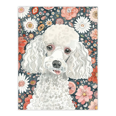 Artery8 Unframed Wall Art Quirky Poodle Dog Lover Floral Pet Portrait12X16 Inch from B&Q