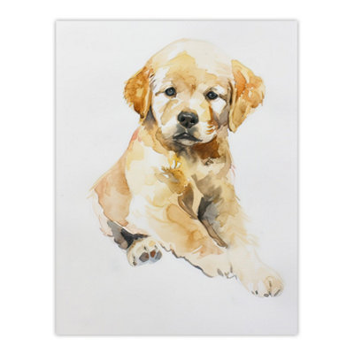 Artery8 Unframed Wall Art Cute Golden Retriever Puppy Dog Lover Watercolour12X16 Inch from B&Q