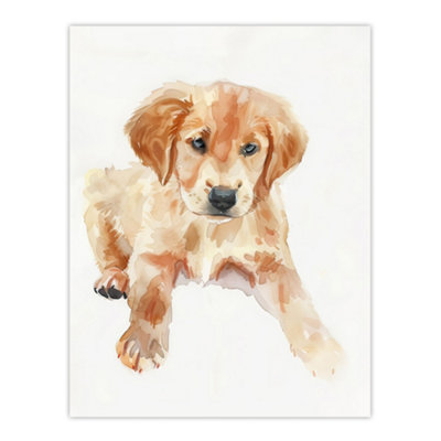 Artery8 Unframed Wall Art Dog Lover Golden Retriever Puppy Soft Watercolour12X16 Inch from B&Q