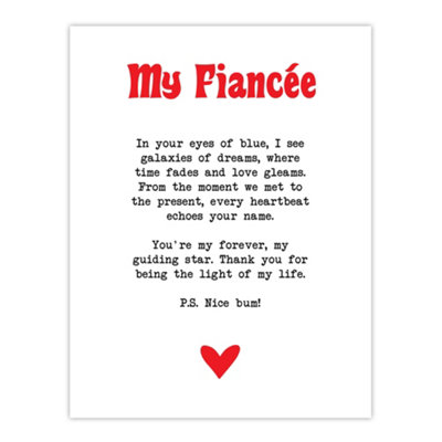 Artery8 Unframed Wall Art Love Poem Blue Eyes Fiancée Romantic Poetry Fun12X16 Inch from B&Q
