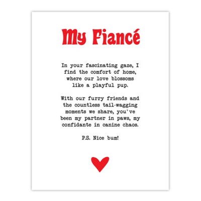 Artery8 Unframed Wall Art Love Poem Dog Lover Fiancé Romantic Poetry Fun12X16 Inch from B&Q