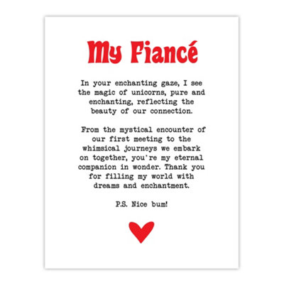 B&Q -  Unframed Wall Art Love Poem Unicorn Magic Fiancé Romantic Poetry12X16 Inch