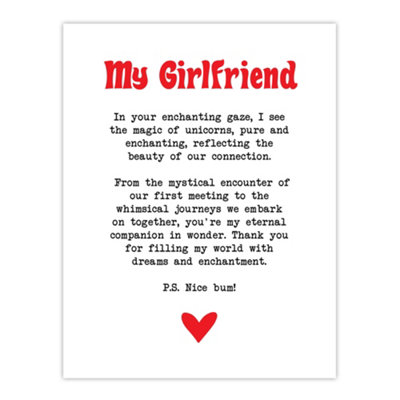 Artery8 Unframed Wall Art Love Poem Unicorn Magic Girlfriend Romance Poetry12X16 Inch from B&Q