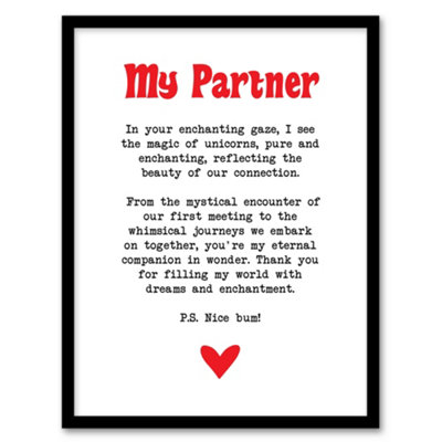 Artery8 Framed Wall Art Love Poem Unicorn Magic Partner Romantic Poetry Print12X16 Inch from B&Q