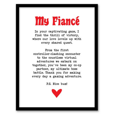 Artery8 Love Poem Gamer Nerd Fiancé Romantic Poetry Fun Wall Art PrintA4 Size from B&Q