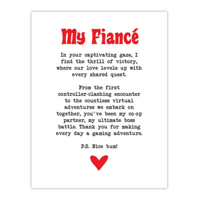Artery8 Unframed Wall Art Love Poem Gamer Nerd Fiancé Romantic Poetry Fun12X16 Inch from B&Q