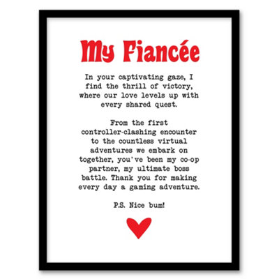 Artery8 Love Poem Gamer Nerd Fiancée Romantic Poetry Fun Wall Art PrintA4 Size from B&Q