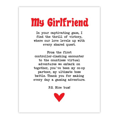 Artery8 Unframed Wall Art Love Poem Gamer Nerd Girlfriend Romantic Poetry12X16 Inch from B&Q
