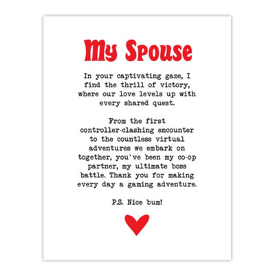 Artery8 Unframed Wall Art Love Poem Gamer Nerd Spouse Romantic Poetry Fun12X16 Inch from B&Q