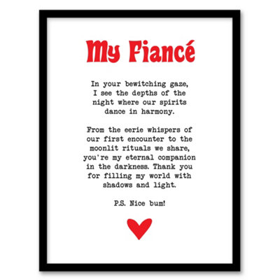 Artery8 Love Poem Goth Fiancé Romantic Poetry Fun Wall Art PrintA4 Size from B&Q