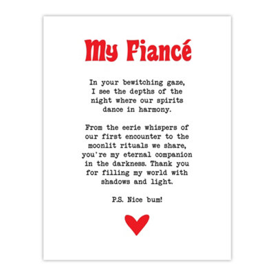 Artery8 Unframed Wall Art Love Poem Goth Fiancé Romantic Poetry Fun12X16 Inch from B&Q