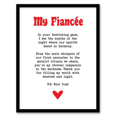 Artery8 Love Poem Goth Fiancée Romantic Poetry Fun Wall Art PrintA4 Size from B&Q