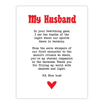 Artery8 Unframed Wall Art Love Poem Goth Husband Romantic Poetry Fun12X16 Inch from B&Q