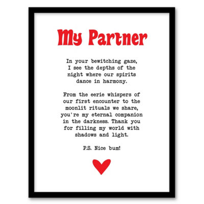 Artery8 Love Poem Goth Partner Romantic Poetry Fun Wall Art PrintA4 Size from B&Q