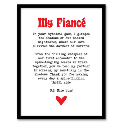 Artery8 Love Poem Horror Fan Fiancé Romantic Poetry Fun Wall Art PrintA4 Size from B&Q