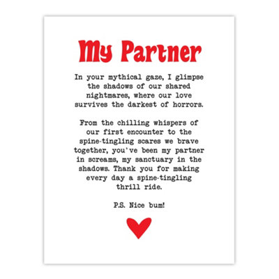 Artery8 Unframed Wall Art Love Poem Horror Fan Partner Romantic Poetry Fun12X16 Inch from B&Q