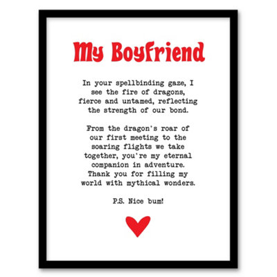 Artery8 Love Poem Role Play Game Nerd Boyfriend Romantic Wall Art PrintA4 Size from B&Q