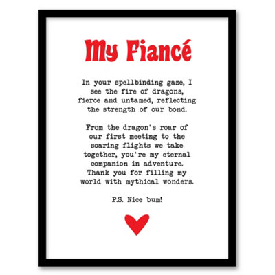 Artery8 Framed Wall Art Love Poem Role Play Game Nerd Fiancé Romantic Print12X16 Inch from B&Q