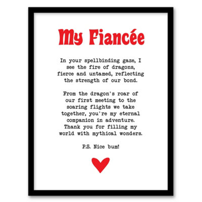 Artery8 Framed Wall Art Love Poem Role Play Game Nerd Fiancée Romantic Print12X16 Inch from B&Q