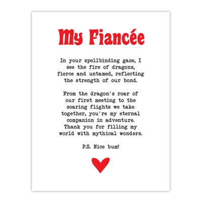 Artery8 Unframed Wall Art Love Poem Role Play Game Nerd Fiancée Romantic12X16 Inch