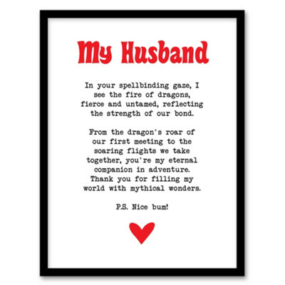Artery8 Love Poem Role Play Game Nerd Husband Romantic Wall Art PrintA4 Size from B&Q