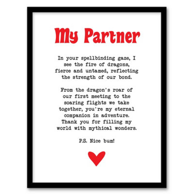 Artery8 Love Poem Role Play Game Nerd Partner Romantic Wall Art PrintA4 Size from B&Q