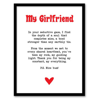 Artery8 Framed Wall Art Love Poem My Everything Girlfriend Romantic Sweet Print12X16 Inch from B&Q