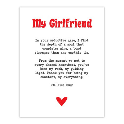Artery8 Unframed Wall Art Love Poem My Everything Girlfriend Romantic Sweet12X16 Inch from B&Q