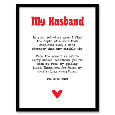Artery8 Framed Wall Art Love Poem My Everything Husband Romantic Poetry Print12X16 Inch from B&Q