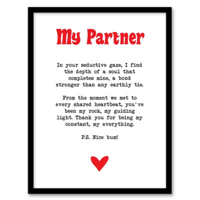 Artery8 Love Poem My Everything Partner Romantic Poetry Wall Art PrintA4 Size from B&Q