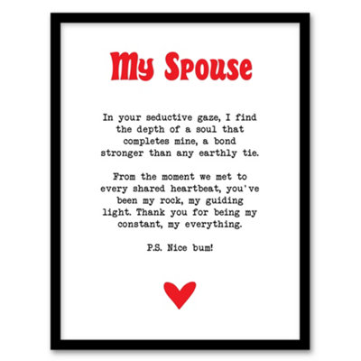 Artery8 Framed Wall Art Love Poem My Everything Spouse Romantic Poetry Print12X16 Inch from B&Q