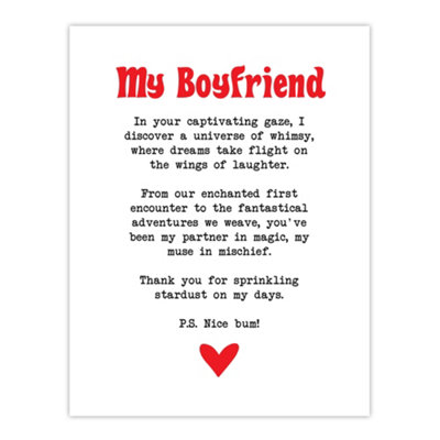 Artery8 Unframed Wall Art Love Poem Whimsy Magic Boyfriend Romantic Poetry12X16 Inch from B&Q