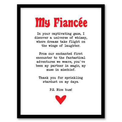 Artery8 Love Poem Whimsy Magic Fiancée Romantic Poetry Wall Art PrintA4 Size from B&Q