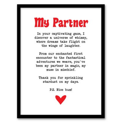 Artery8 Framed Wall Art Love Poem Whimsy Magic Partner Romantic Poetry Print12X16 Inch from B&Q
