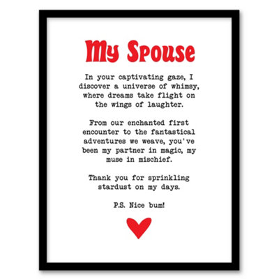 Artery8 Love Poem Whimsy Magic Spouse Romantic Poetry Fun Wall Art PrintA4 Size from B&Q