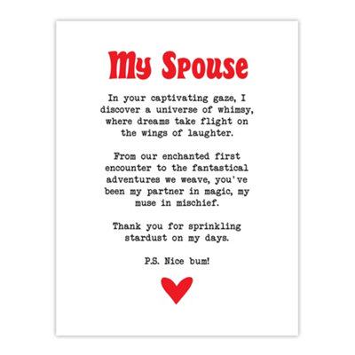 Artery8 Unframed Wall Art Love Poem Whimsy Magic Spouse Romantic Poetry Fun12X16 Inch from B&Q
