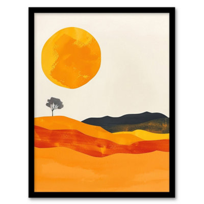 Artery8 Abstract Landscape Lone Tree Bright Boho Painting Wall Art PrintA4 Size from B&Q