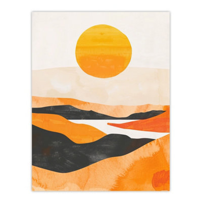 Artery8 Unframed Wall Art Abstract Scottish Highland Landscape Boho Sunset12X16 Inch from B&Q