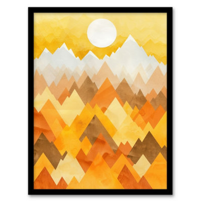 Artery8 Framed Wall Art Sunrise Over Himalayan Mountain Range Geometric12X16 Inch from B&Q