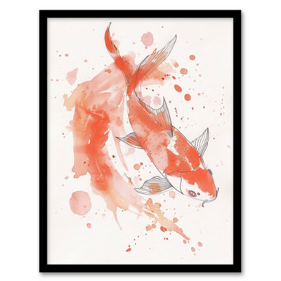 Artery8 Japanese Koi Carp Fish Watercolour Drawing Wall Art PrintA4 Size from B&Q