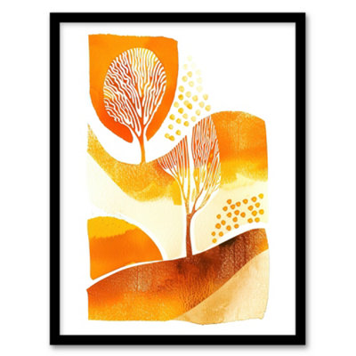 Artery8 Autumn Countryside Trees Abstract Watercolour Wall Art PrintA4 Size from B&Q